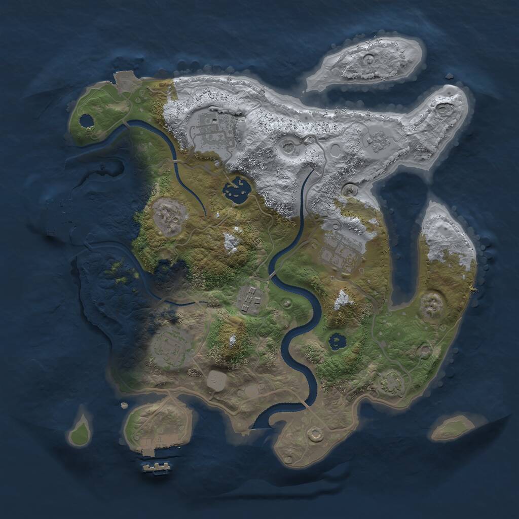 Rust Map: Procedural Map, Size: 3000, Seed: 1898324499, 11 Monuments