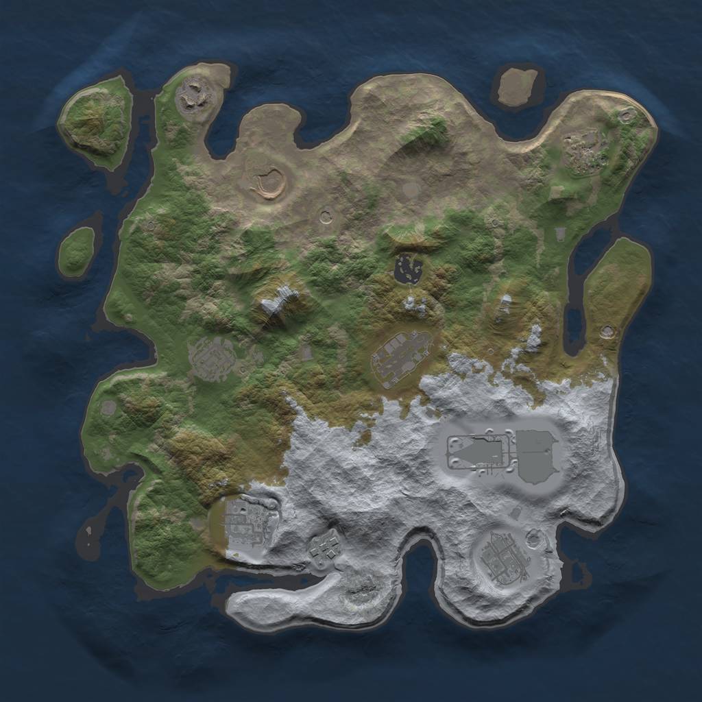 Rust Map: Barren, Size: 3500, Seed: 1701896517, 13 Monuments
