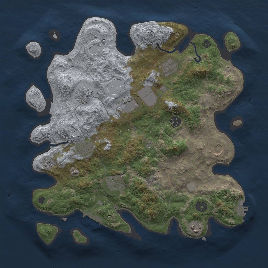 Rust Map: Procedural Map, Size: 3500, Seed: 82645578, 16 Monuments