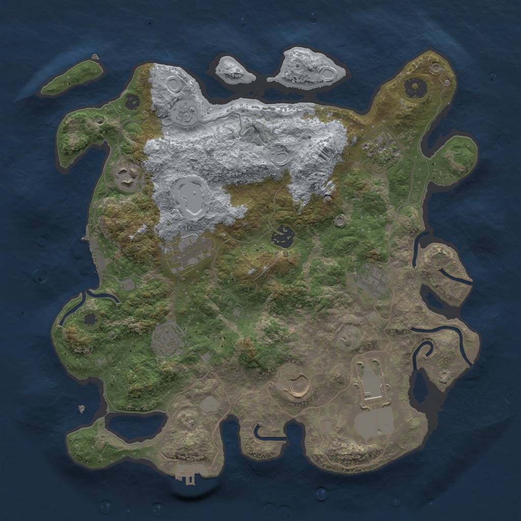 Rust Map: Procedural Map, Size: 3500, Seed: 73414793, 14 Monuments