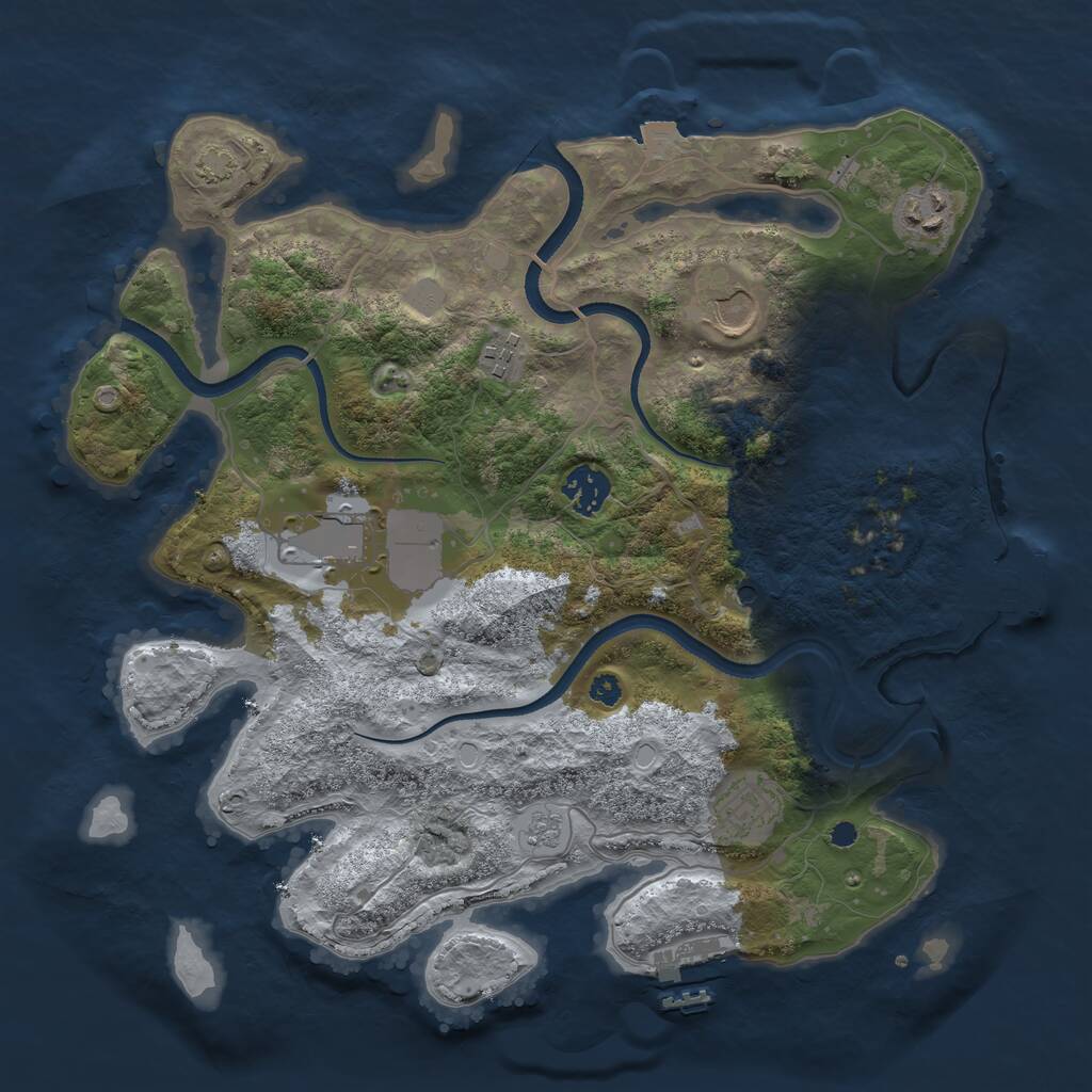 Rust Map: Procedural Map, Size: 3500, Seed: 19601649, 12 Monuments
