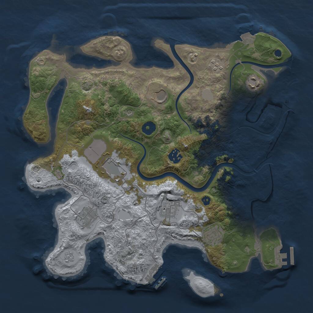 Rust Map: Procedural Map, Size: 3500, Seed: 27229064, 14 Monuments