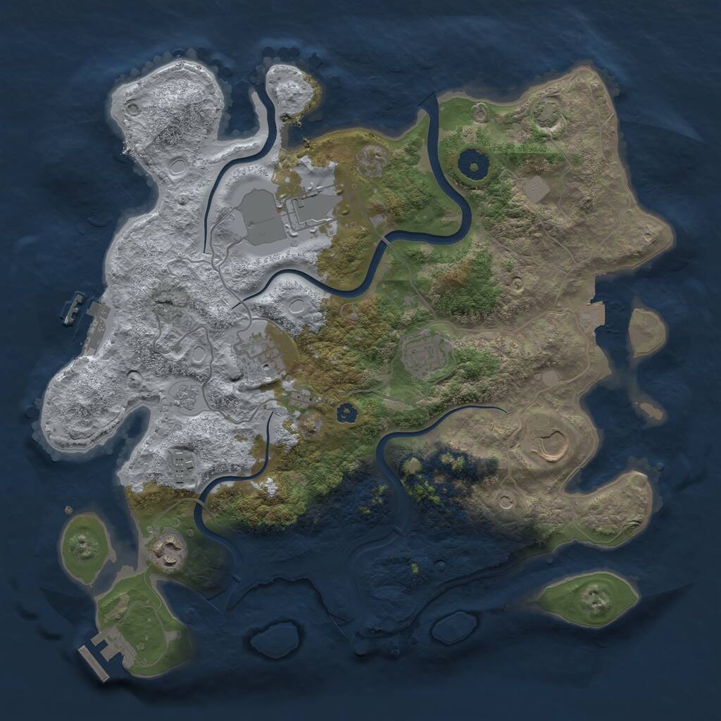 Rust Map: Procedural Map, Size: 3500, Seed: 59609235, 12 Monuments