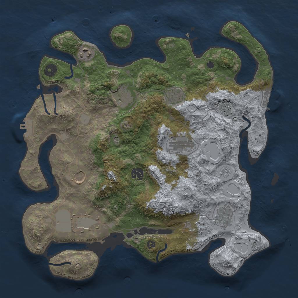 Rust Map: Procedural Map, Size: 3500, Seed: 12802868, 18 Monuments