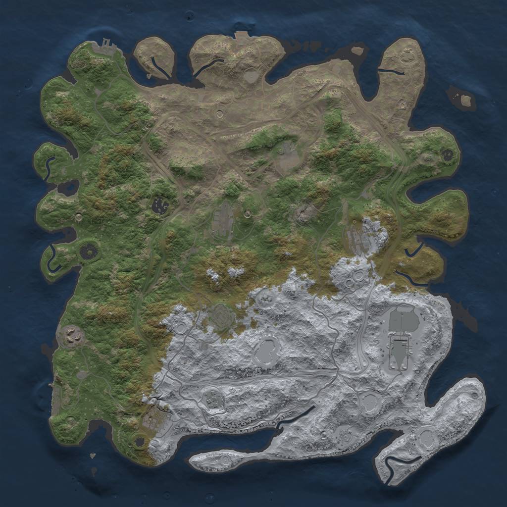 Rust Map: Procedural Map, Size: 4500, Seed: 243668913, 17 Monuments