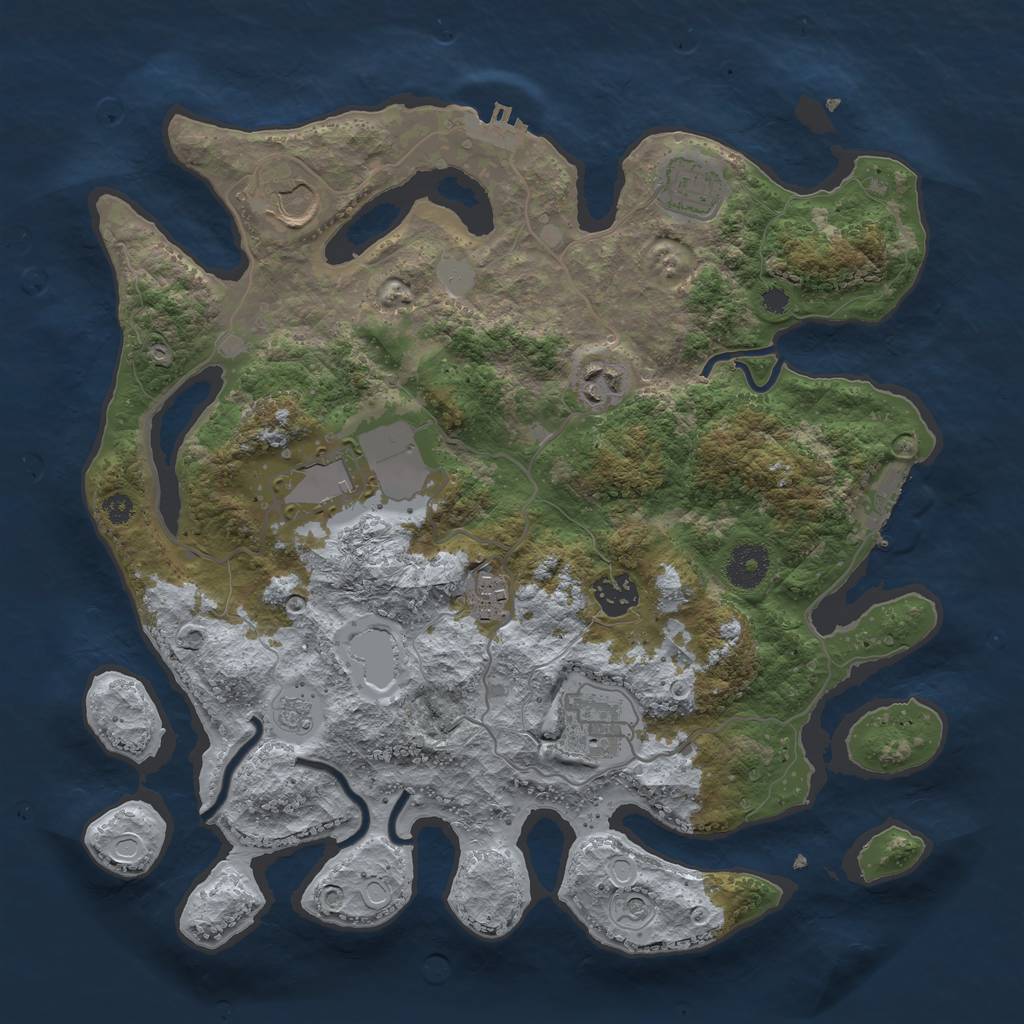 Rust Map: Procedural Map, Size: 3500, Seed: 46375822, 16 Monuments