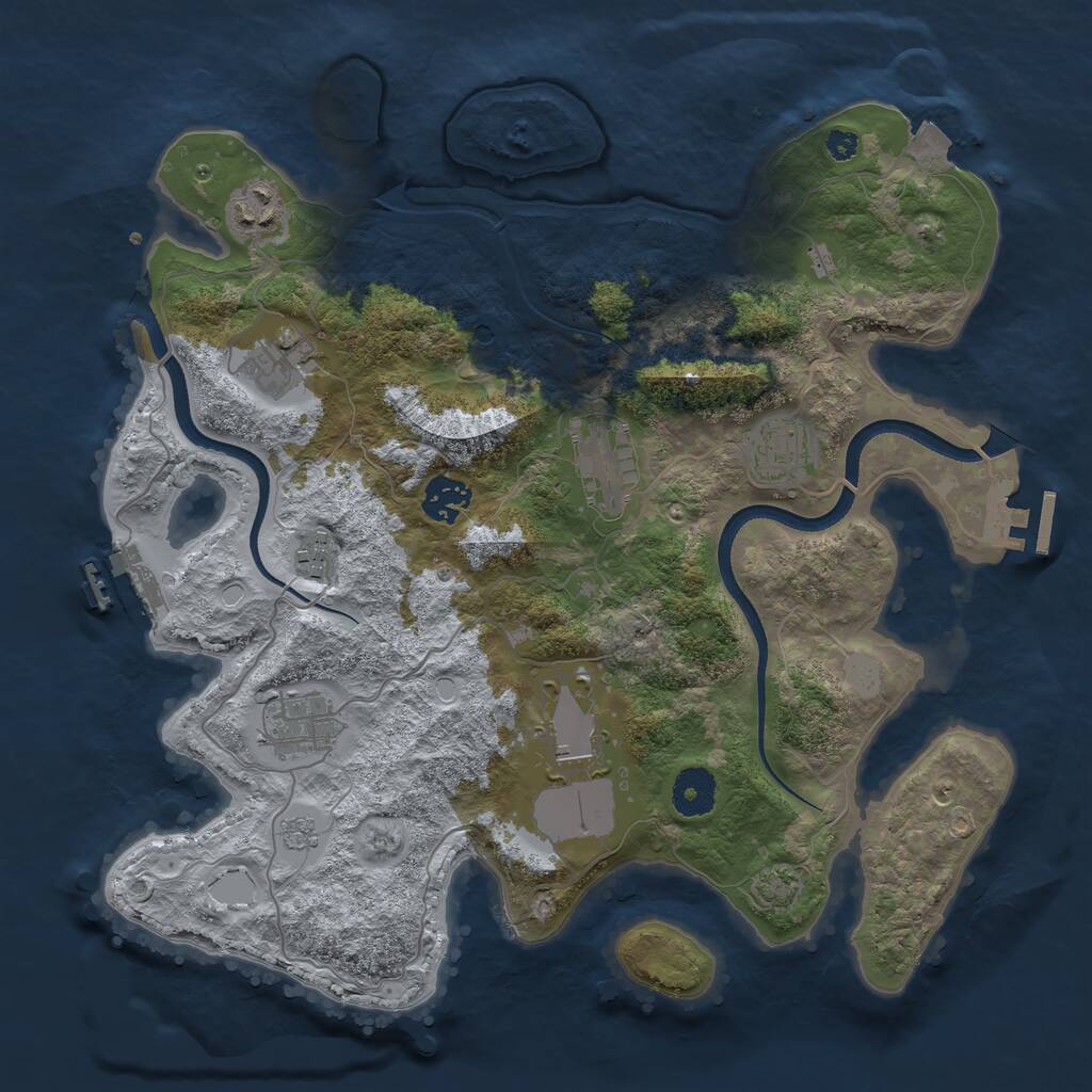 Rust Map: Procedural Map, Size: 3500, Seed: 60423016, 14 Monuments