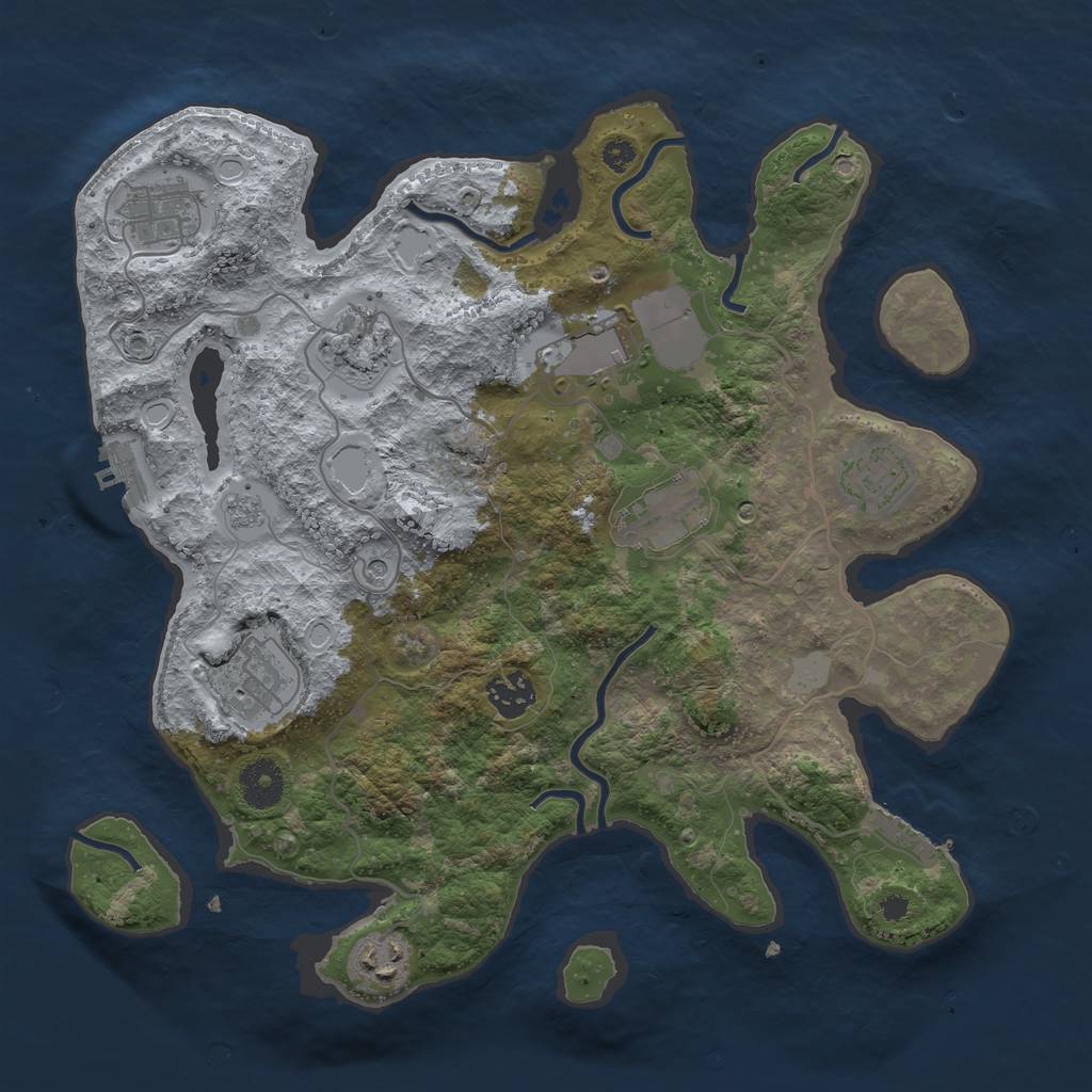 Rust Map: Procedural Map, Size: 3500, Seed: 2275856, 17 Monuments