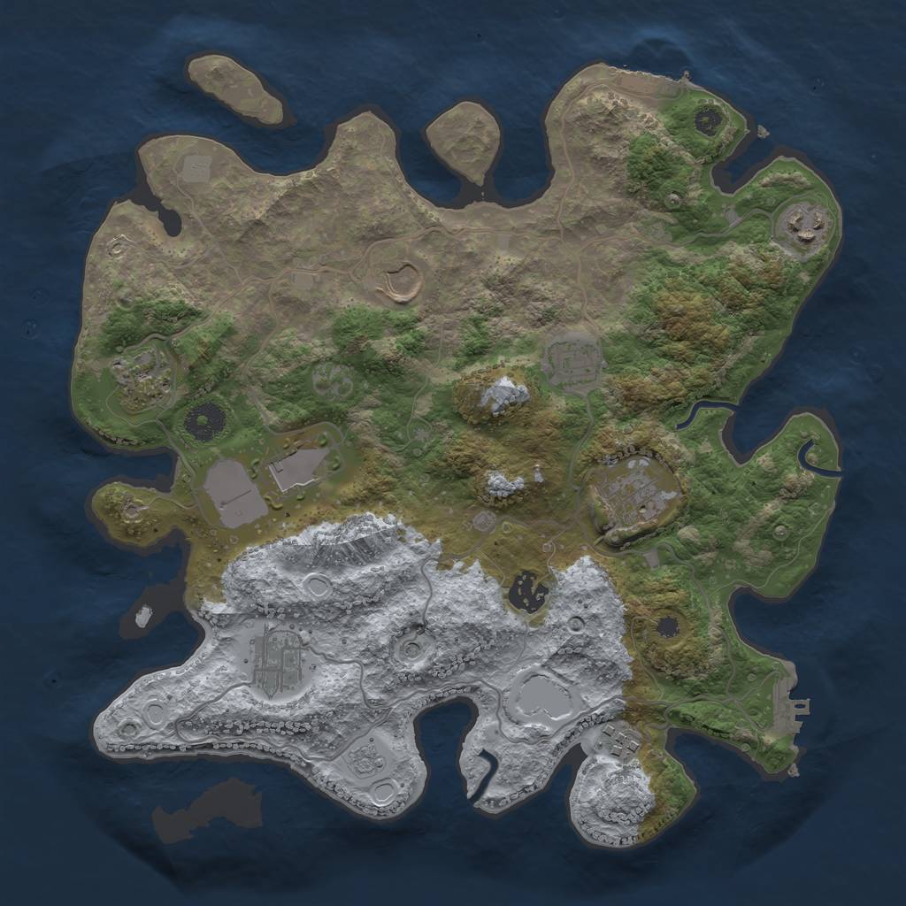 Rust Map: Procedural Map, Size: 3500, Seed: 12222022, 18 Monuments