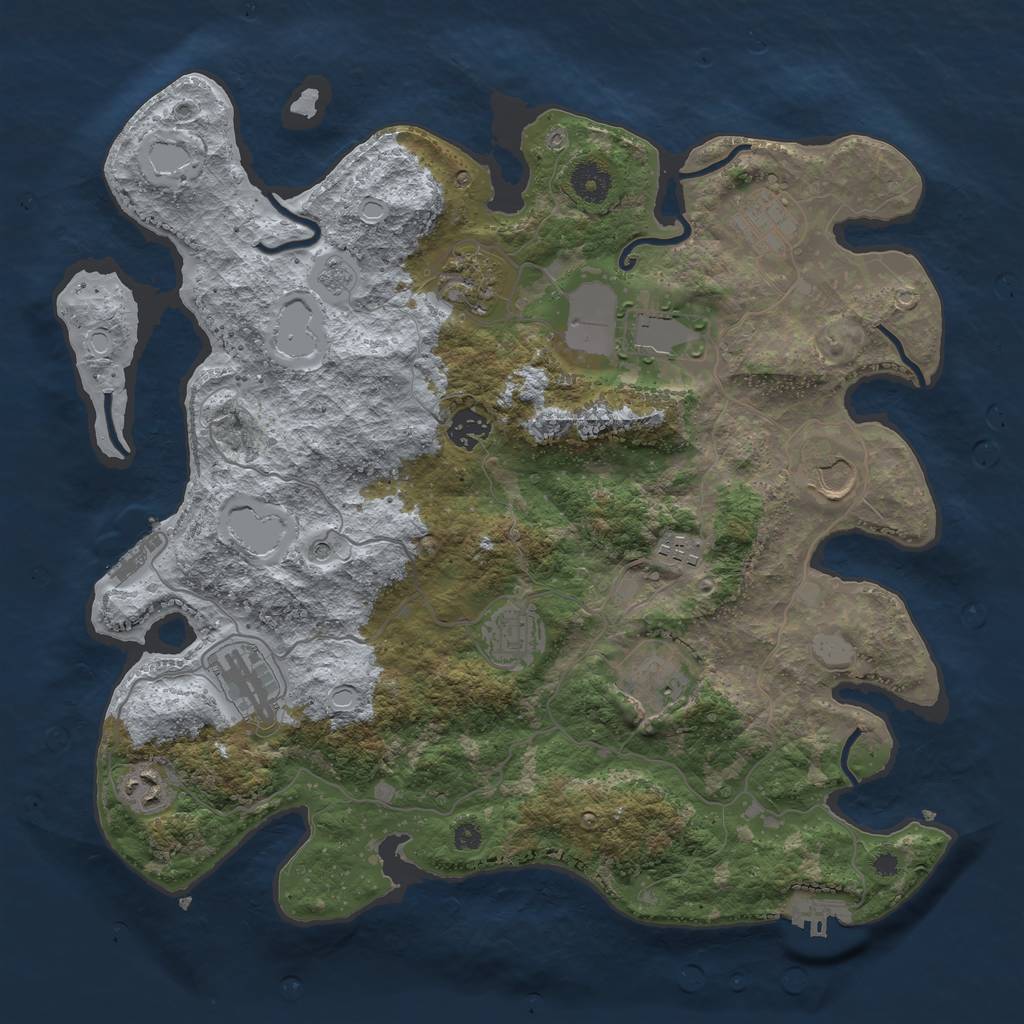 Rust Map: Procedural Map, Size: 3800, Seed: 39928110, 17 Monuments