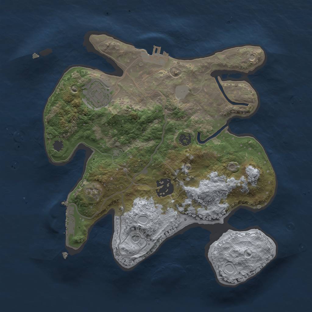 Rust Map: Procedural Map, Size: 2500, Seed: 12677, 10 Monuments