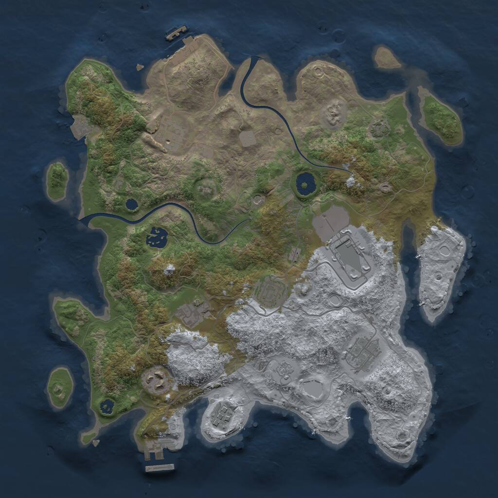 Rust Map: Procedural Map, Size: 3500, Seed: 55775714, 14 Monuments