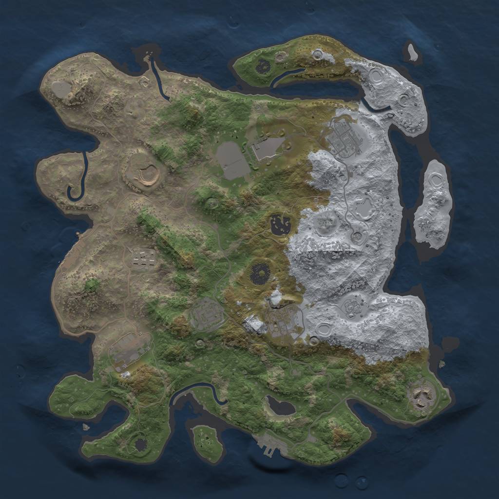 Rust Map: Procedural Map, Size: 3500, Seed: 92543153, 18 Monuments
