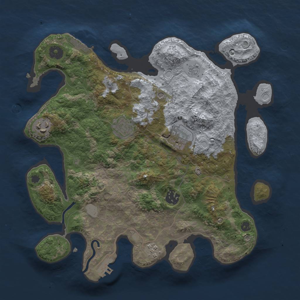 Rust Map: Procedural Map, Size: 3200, Seed: 73740231, 14 Monuments