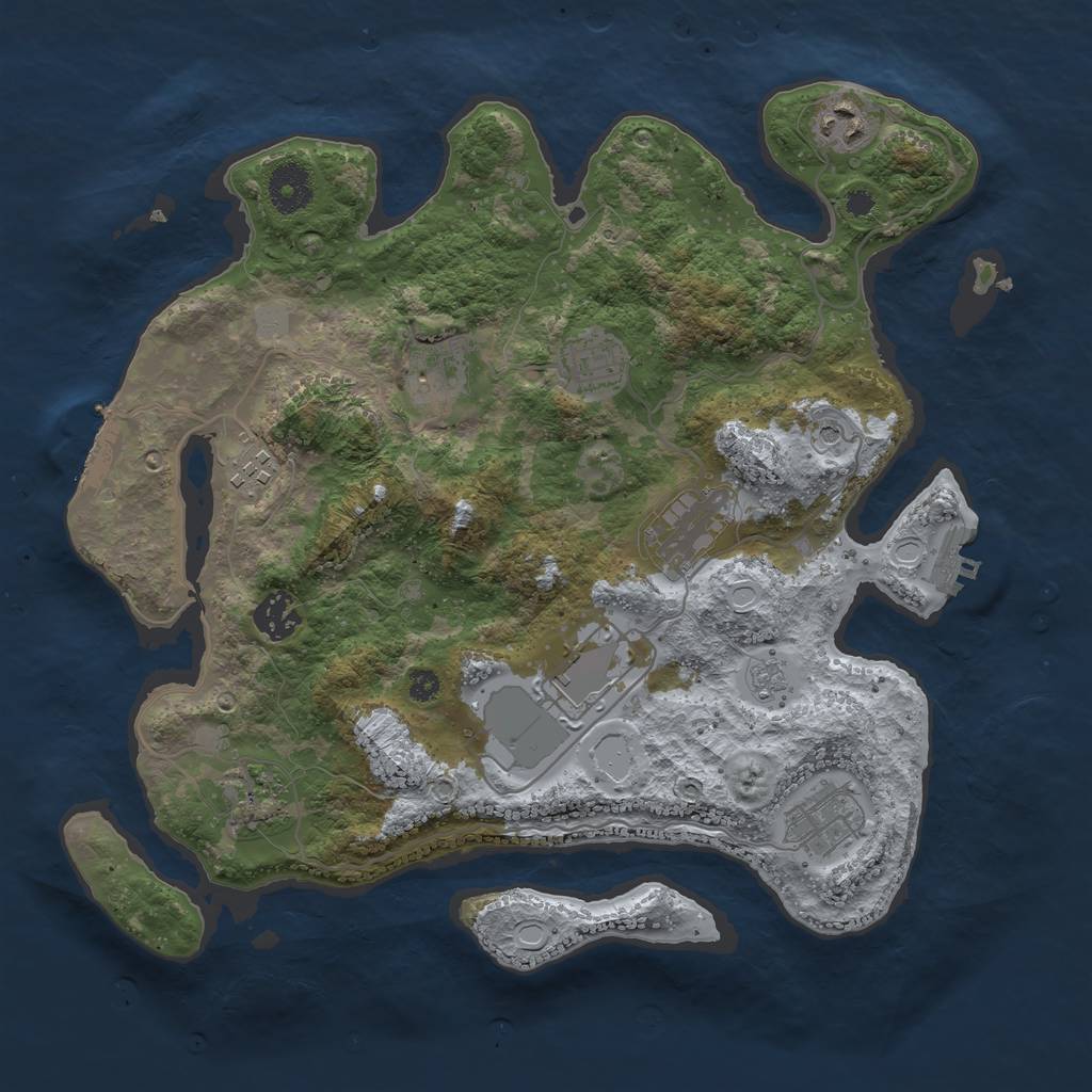 Rust Map: Procedural Map, Size: 3500, Seed: 45716328, 18 Monuments