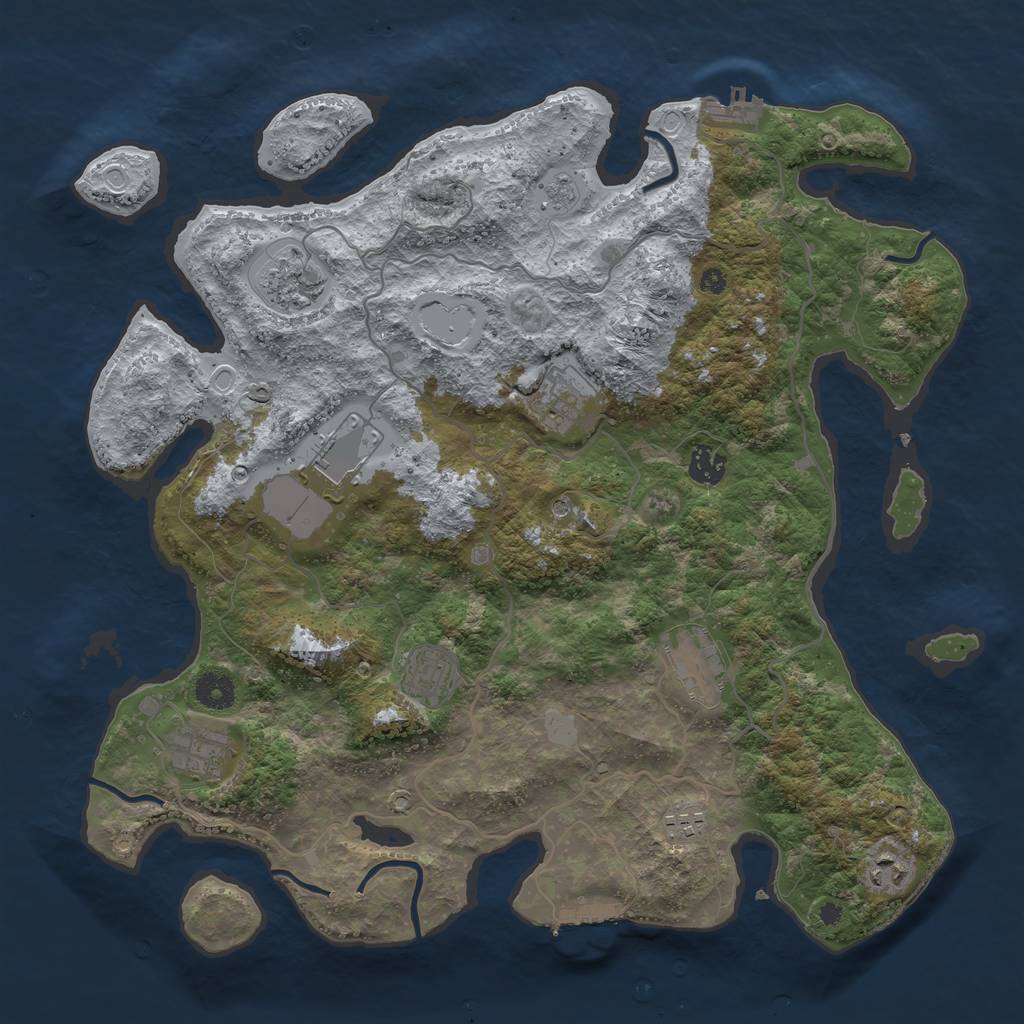Rust Map: Procedural Map, Size: 4000, Seed: 124239, 18 Monuments