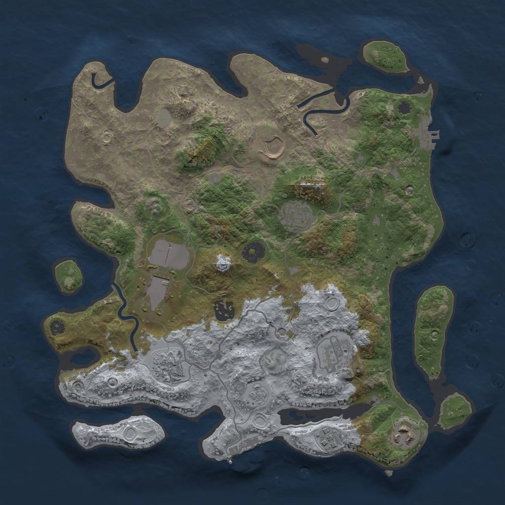 Rust Map: Procedural Map, Size: 3500, Seed: 42666771, 17 Monuments