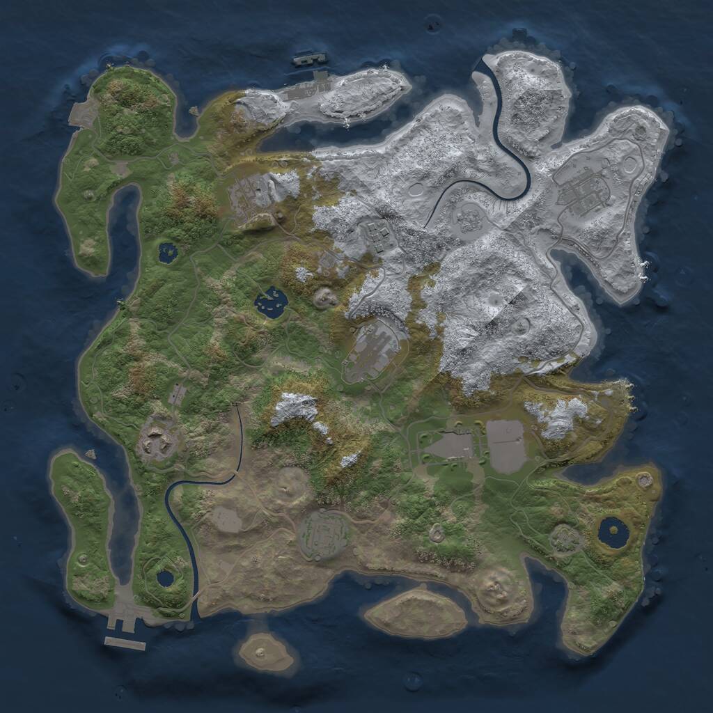 Rust Map: Procedural Map, Size: 3500, Seed: 99181626, 13 Monuments