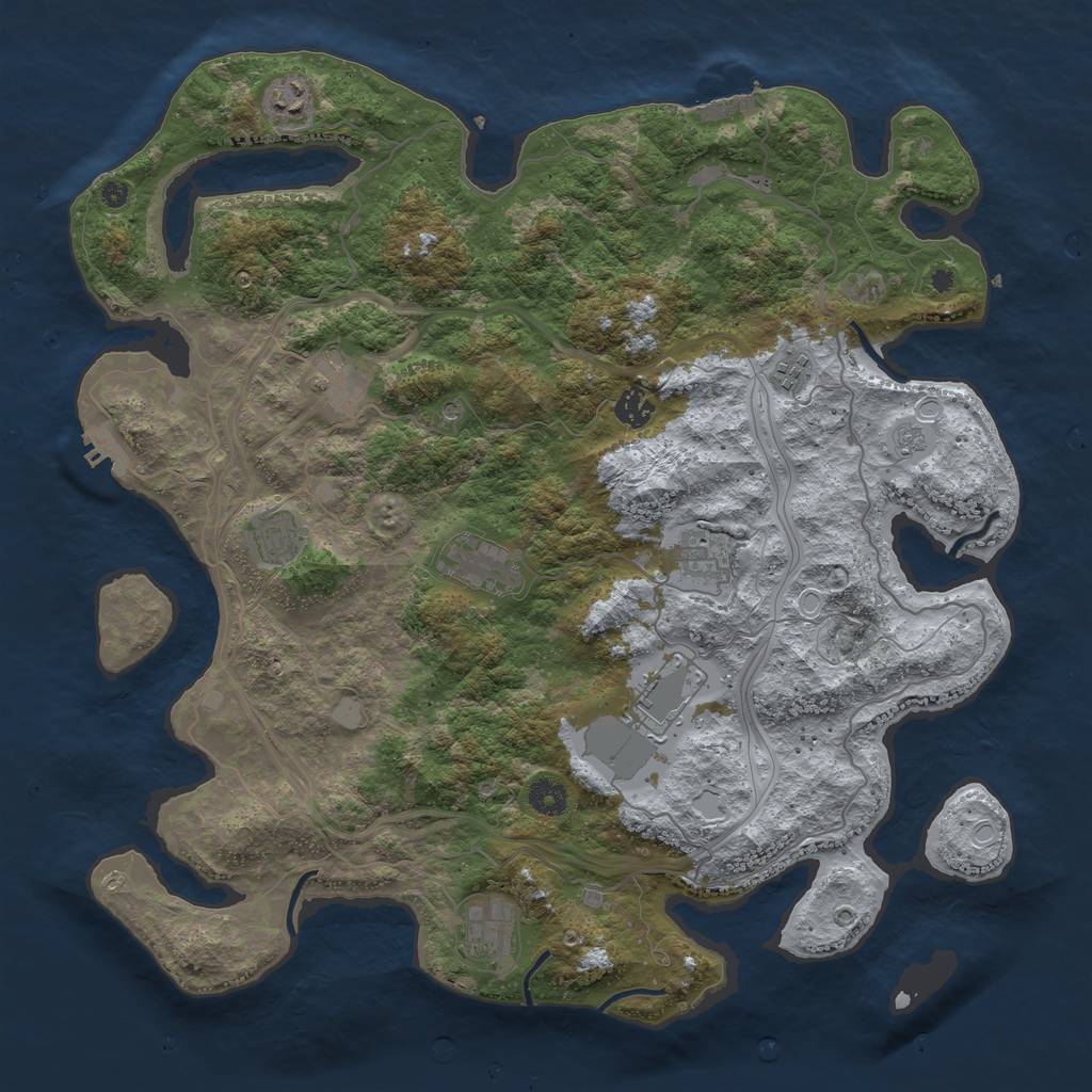 Rust Map: Procedural Map, Size: 4250, Seed: 545615035, 18 Monuments