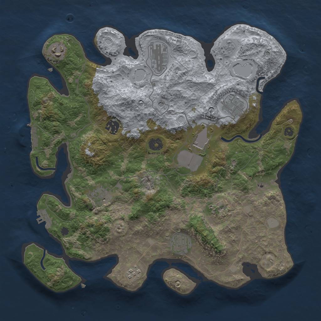 Rust Map: Procedural Map, Size: 3500, Seed: 38857372, 18 Monuments