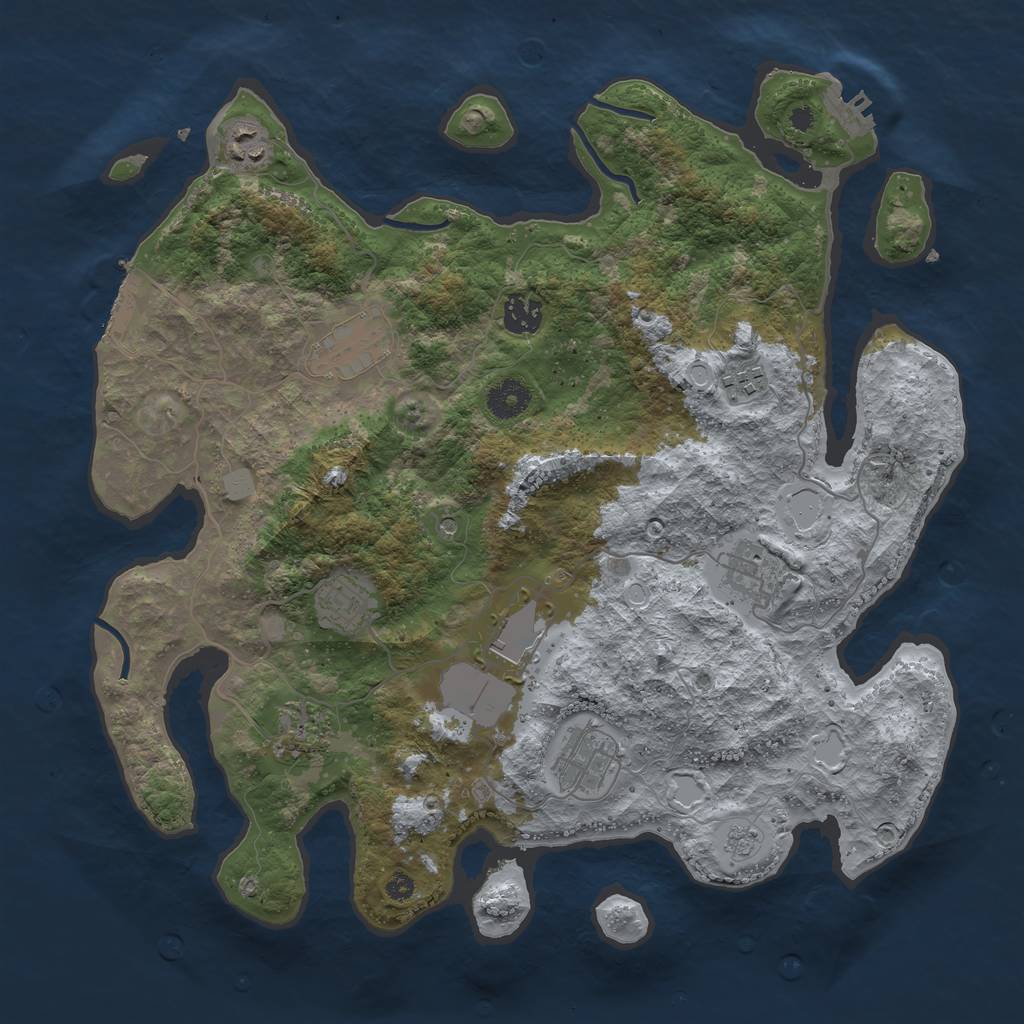 Rust Map: Procedural Map, Size: 3750, Seed: 65487388, 18 Monuments