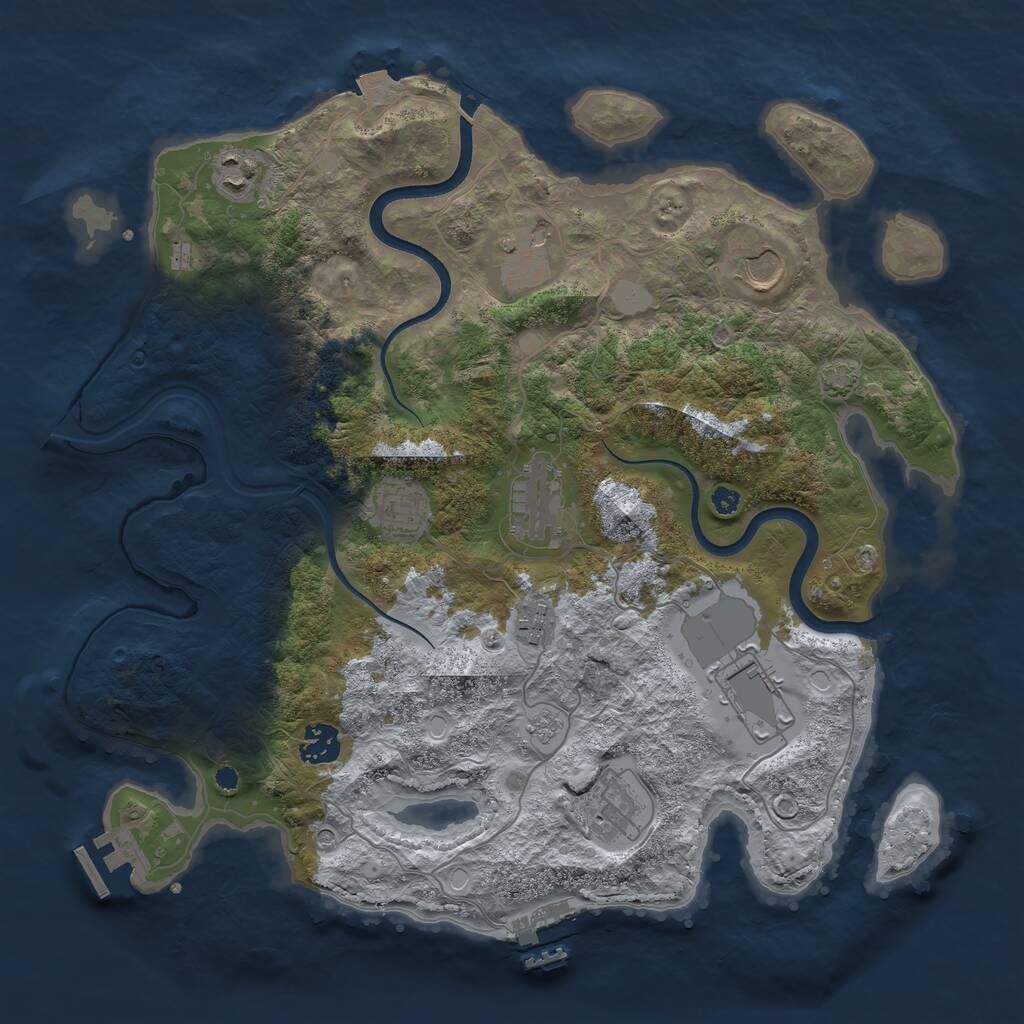 Rust Map: Procedural Map, Size: 3700, Seed: 2131759192, 15 Monuments