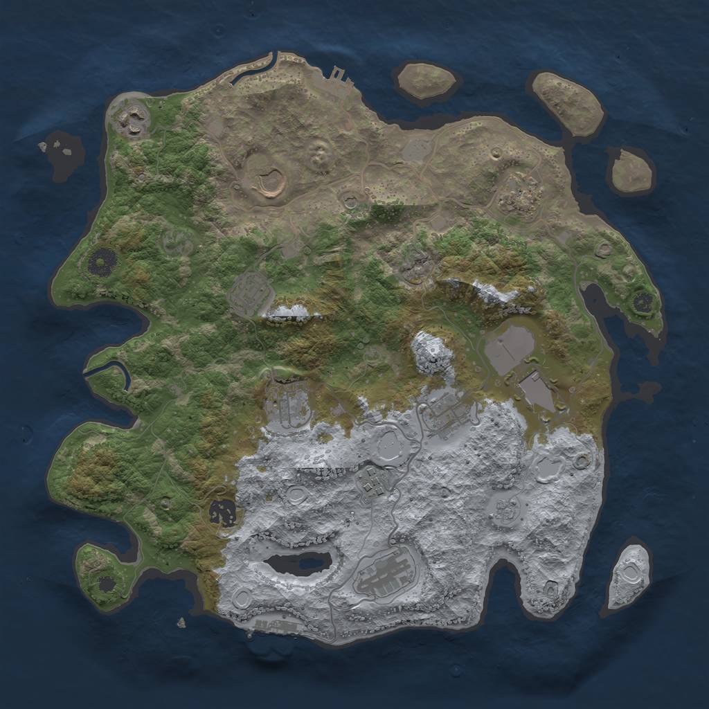 Rust Map: Procedural Map, Size: 3700, Seed: 2131759192, 19 Monuments