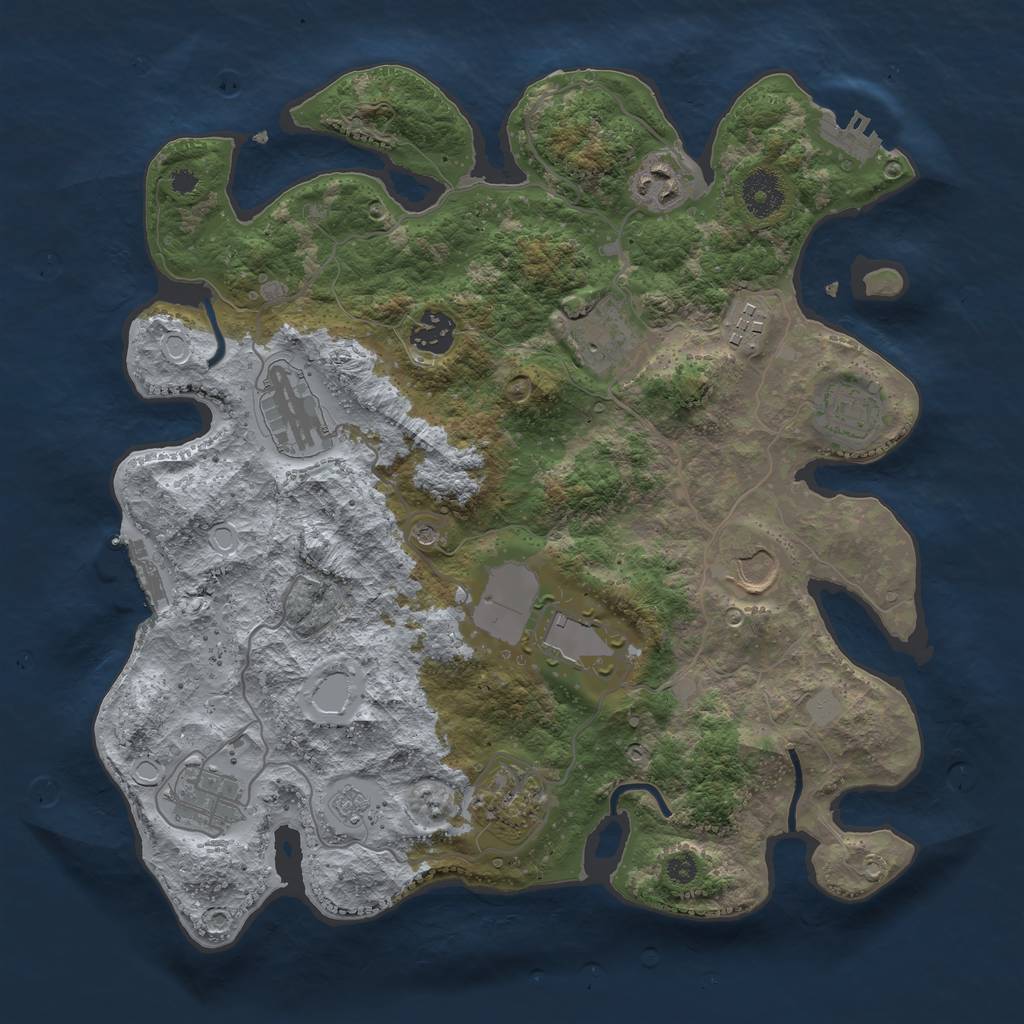 Rust Map: Procedural Map, Size: 3500, Seed: 18970579, 17 Monuments