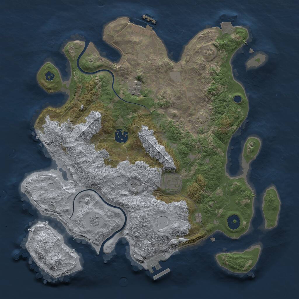 Rust Map: Procedural Map, Size: 3250, Seed: 296294949, 9 Monuments