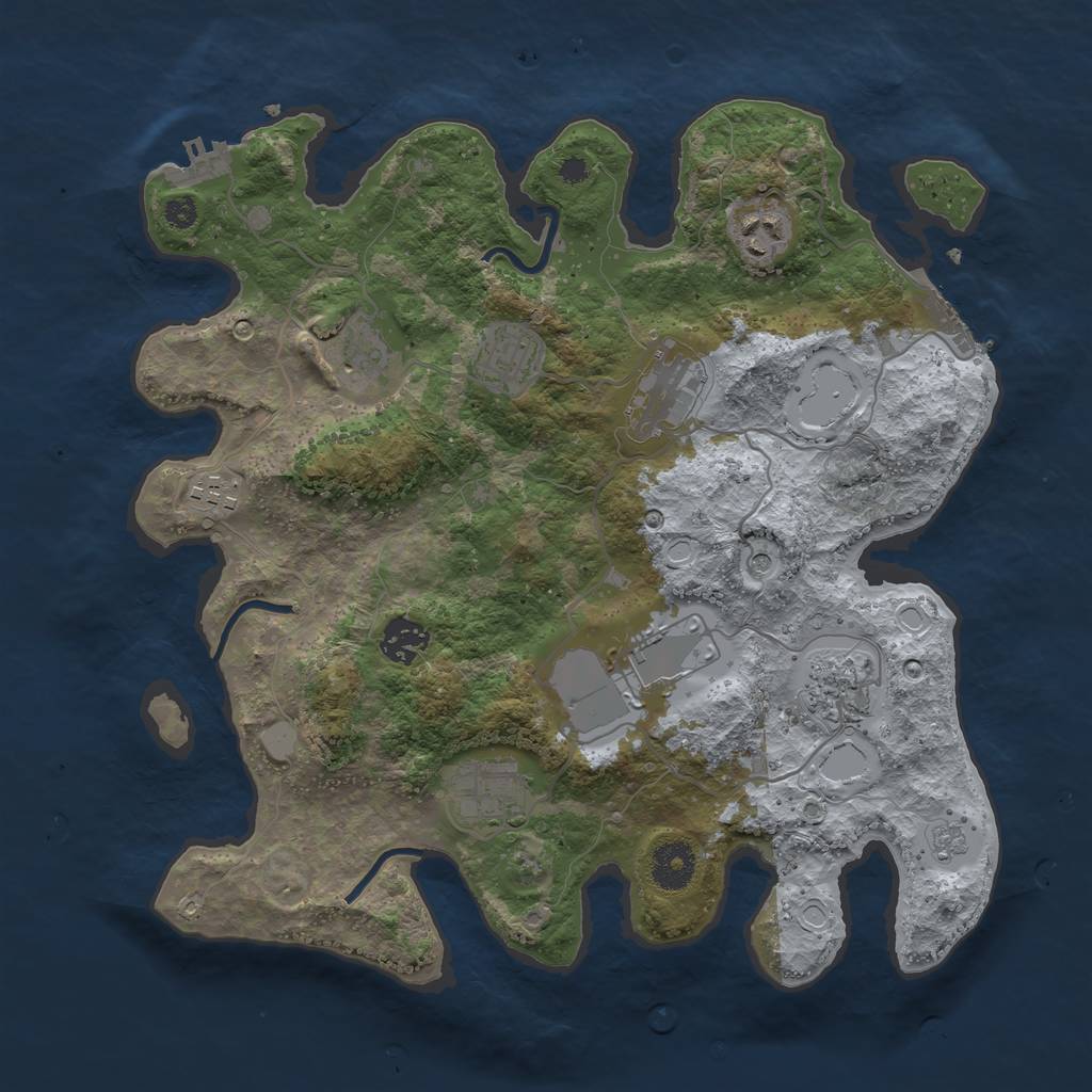 Rust Map: Procedural Map, Size: 3500, Seed: 1898030, 18 Monuments