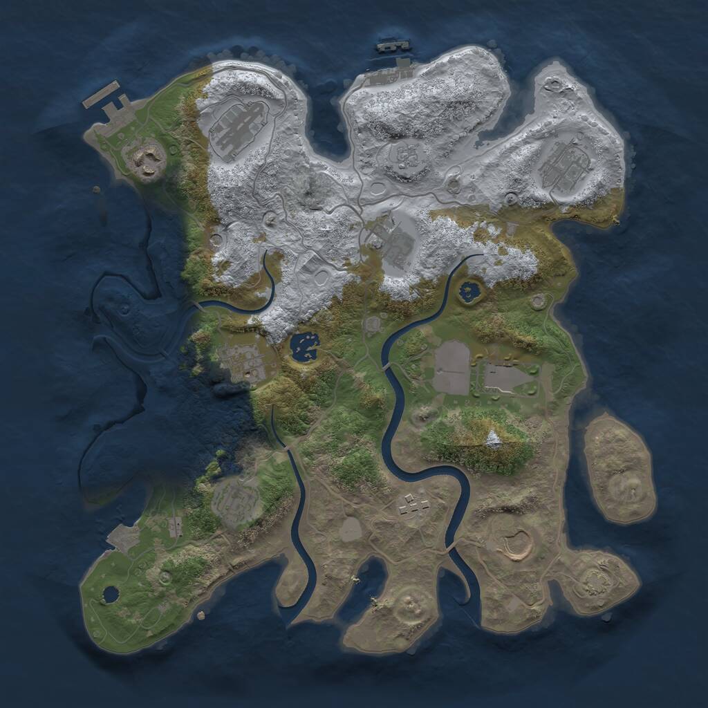 Rust Map: Procedural Map, Size: 3500, Seed: 24404295, 16 Monuments