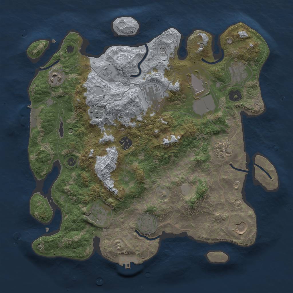 Rust Map: Procedural Map, Size: 3500, Seed: 1793282884, 17 Monuments