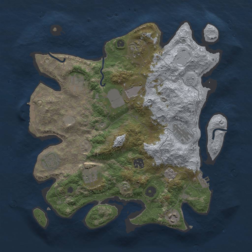Rust Map: Procedural Map, Size: 3500, Seed: 10462456, 18 Monuments