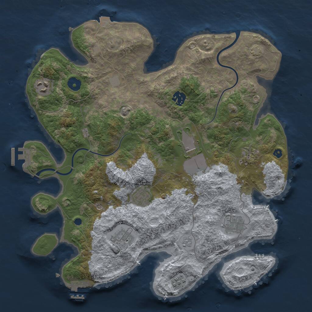 Rust Map: Procedural Map, Size: 3500, Seed: 49016981, 14 Monuments