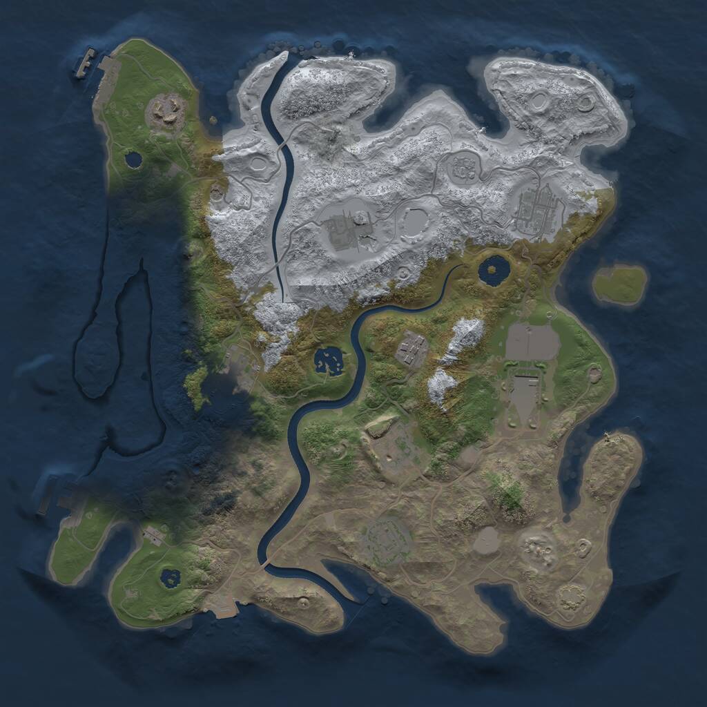 Rust Map: Procedural Map, Size: 3500, Seed: 1200917259, 15 Monuments