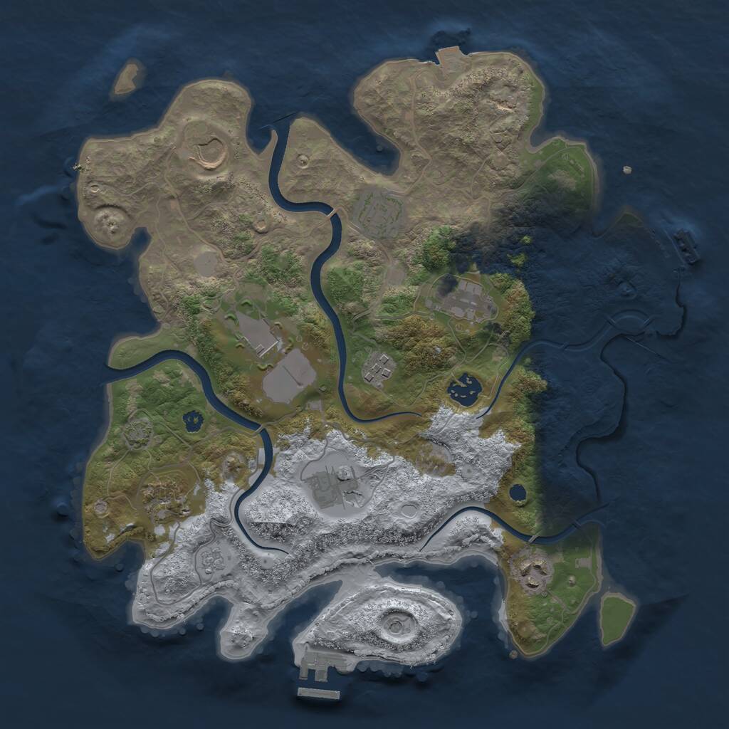 Rust Map: Procedural Map, Size: 3500, Seed: 47450392, 15 Monuments