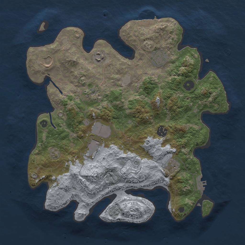 Rust Map: Procedural Map, Size: 3500, Seed: 47450392, 17 Monuments