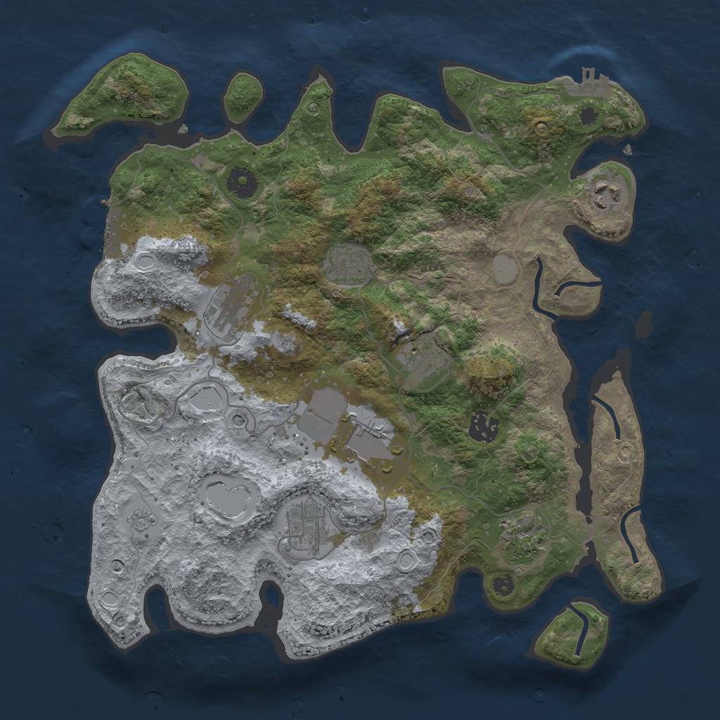Rust Map: Procedural Map, Size: 3500, Seed: 21404899, 17 Monuments