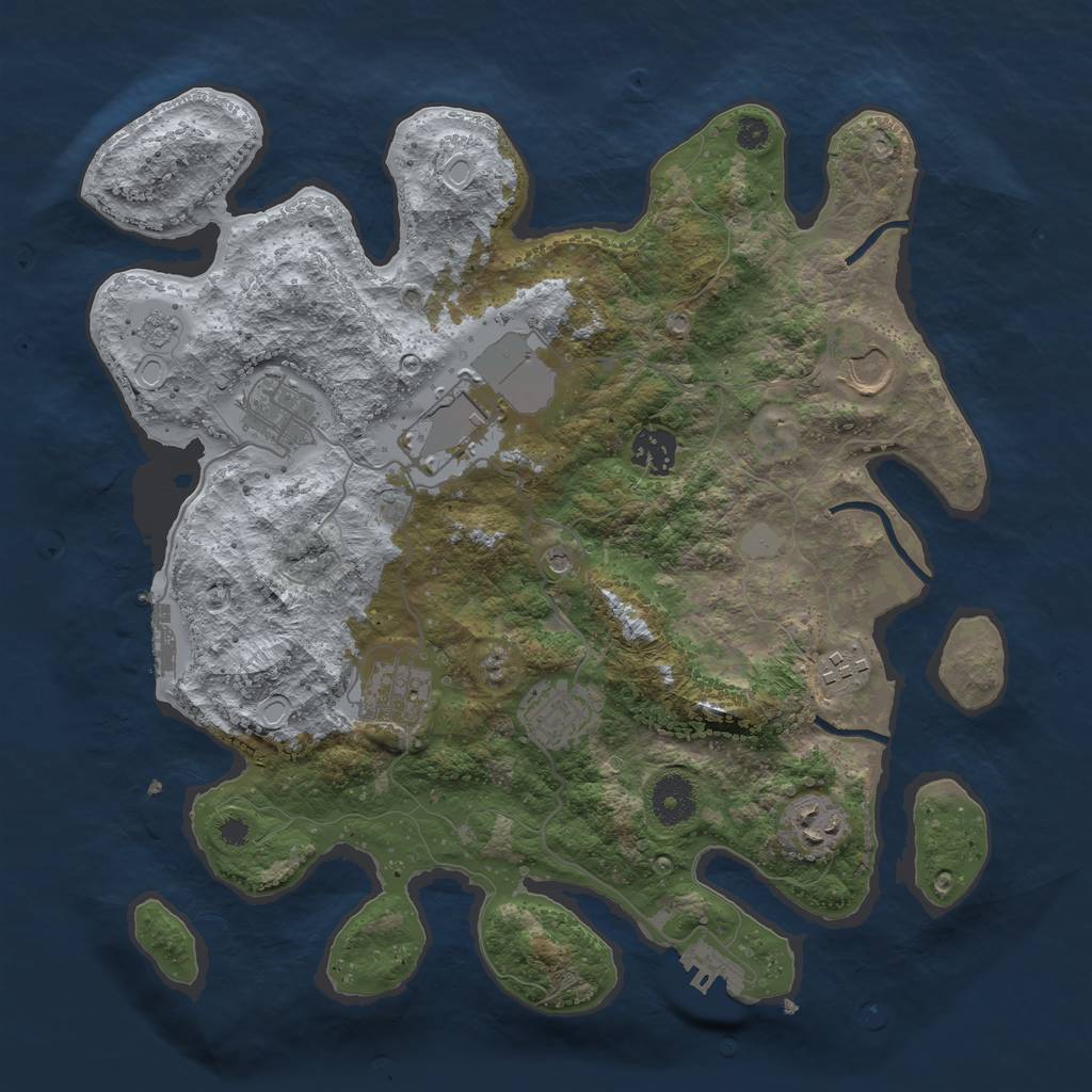 Rust Map: Procedural Map, Size: 3500, Seed: 13711176, 17 Monuments