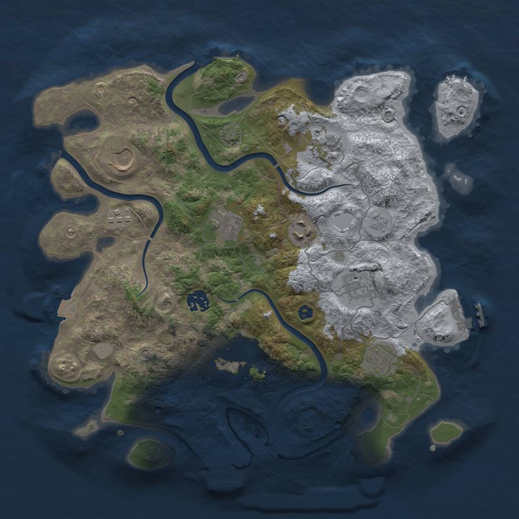 Rust Map: Procedural Map, Size: 3500, Seed: 26532439, 15 Monuments