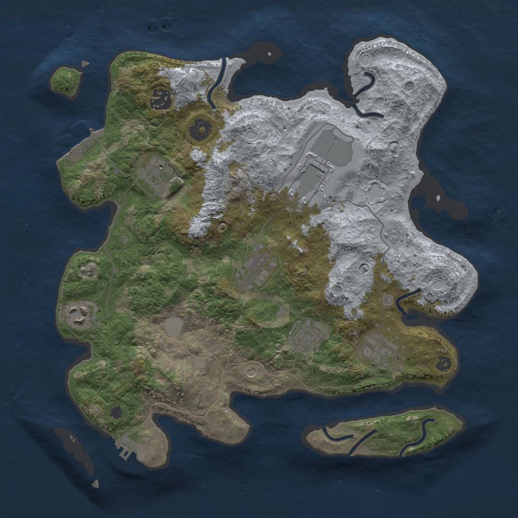Rust Map: Procedural Map, Size: 3500, Seed: 24292949, 16 Monuments