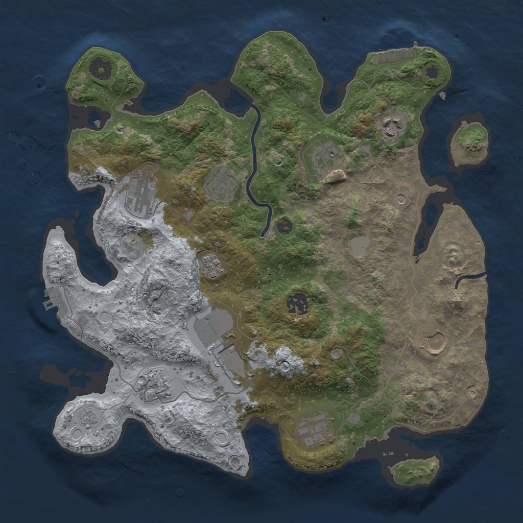 Rust Map: Procedural Map, Size: 3500, Seed: 1440326013, 19 Monuments