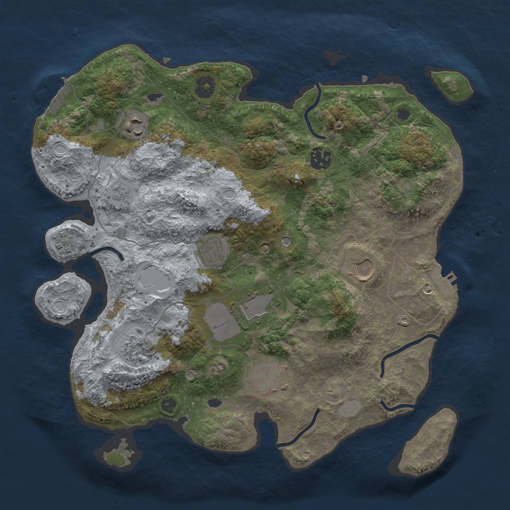 Rust Map: Procedural Map, Size: 3500, Seed: 56999398, 17 Monuments