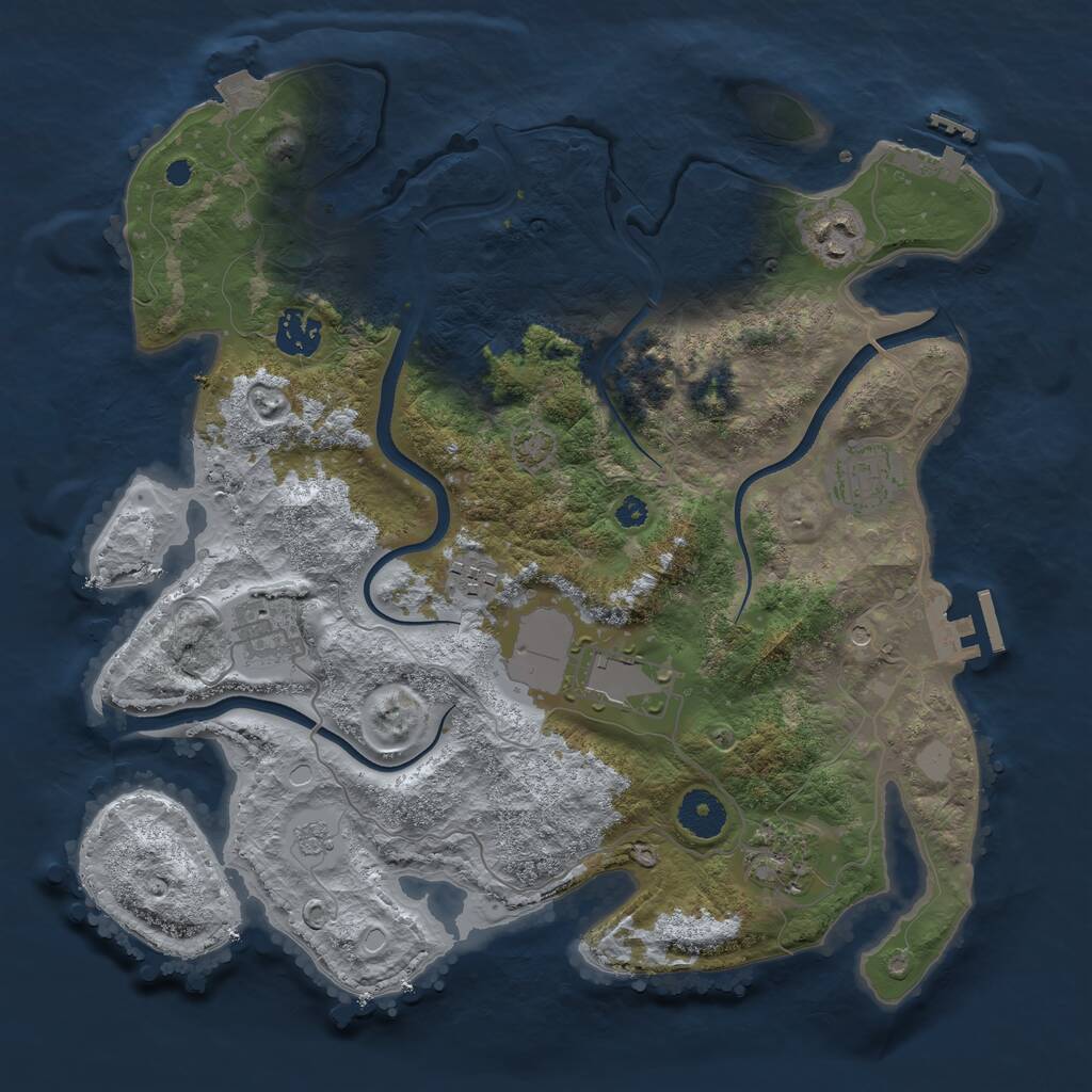 Rust Map: Procedural Map, Size: 3500, Seed: 37268785, 13 Monuments