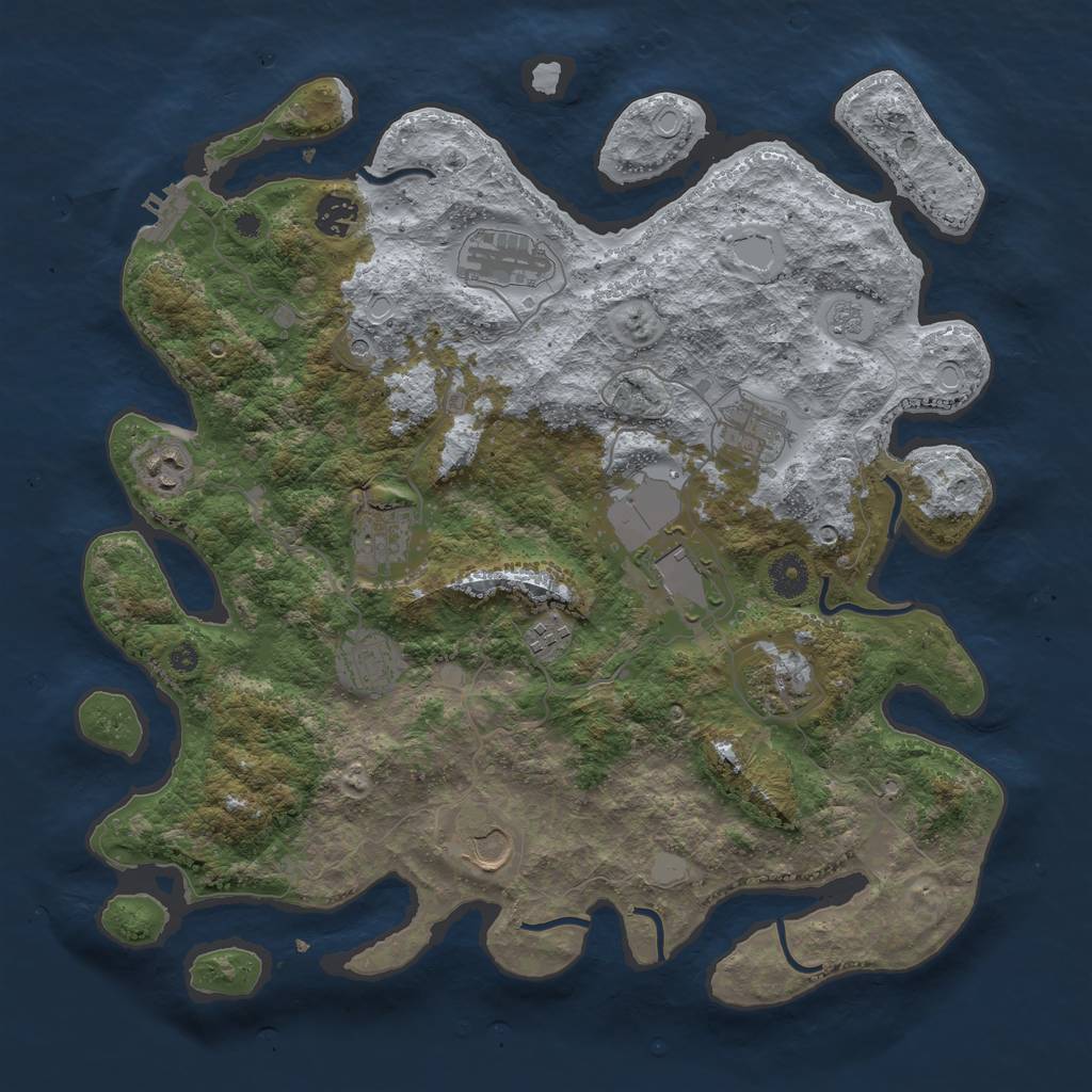 Rust Map: Procedural Map, Size: 3900, Seed: 795143, 16 Monuments