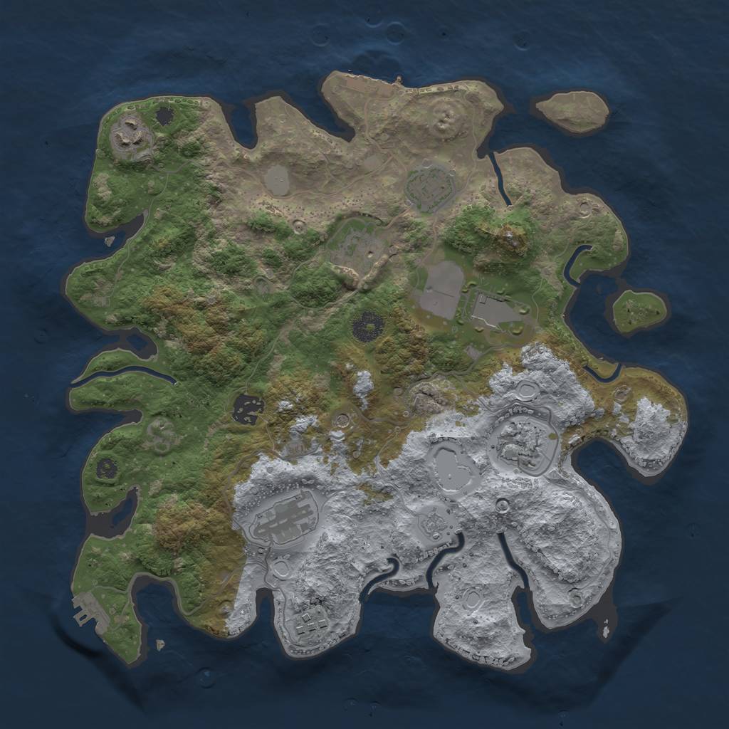 Rust Map: Procedural Map, Size: 3500, Seed: 71248424, 17 Monuments