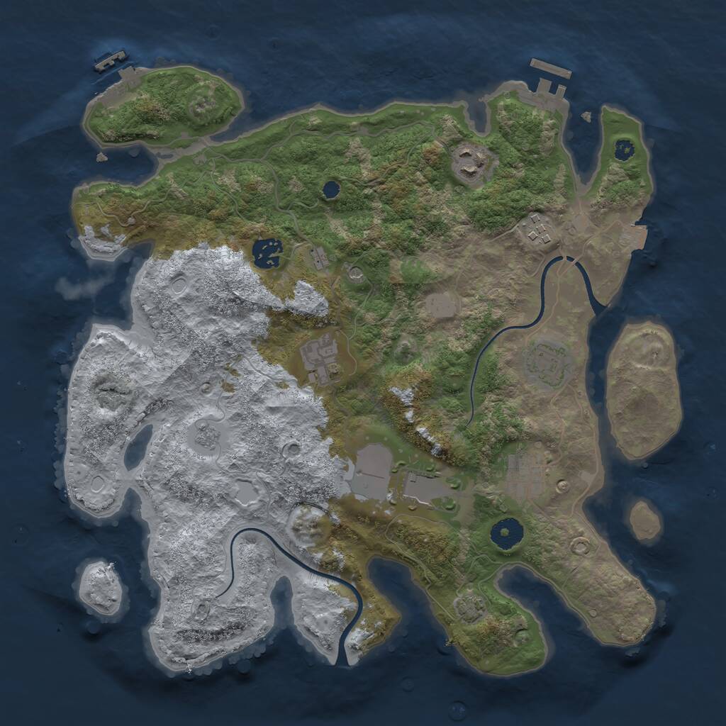 Rust Map: Procedural Map, Size: 3500, Seed: 2113444, 13 Monuments