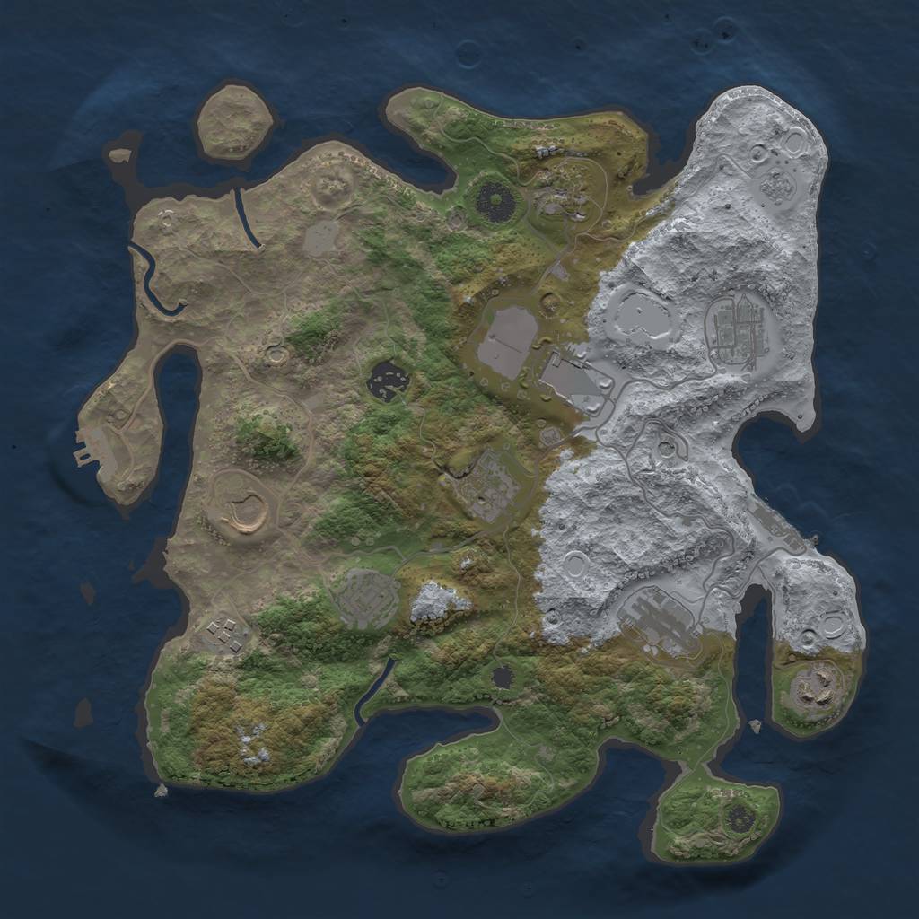 Rust Map: Procedural Map, Size: 3500, Seed: 2740023, 19 Monuments