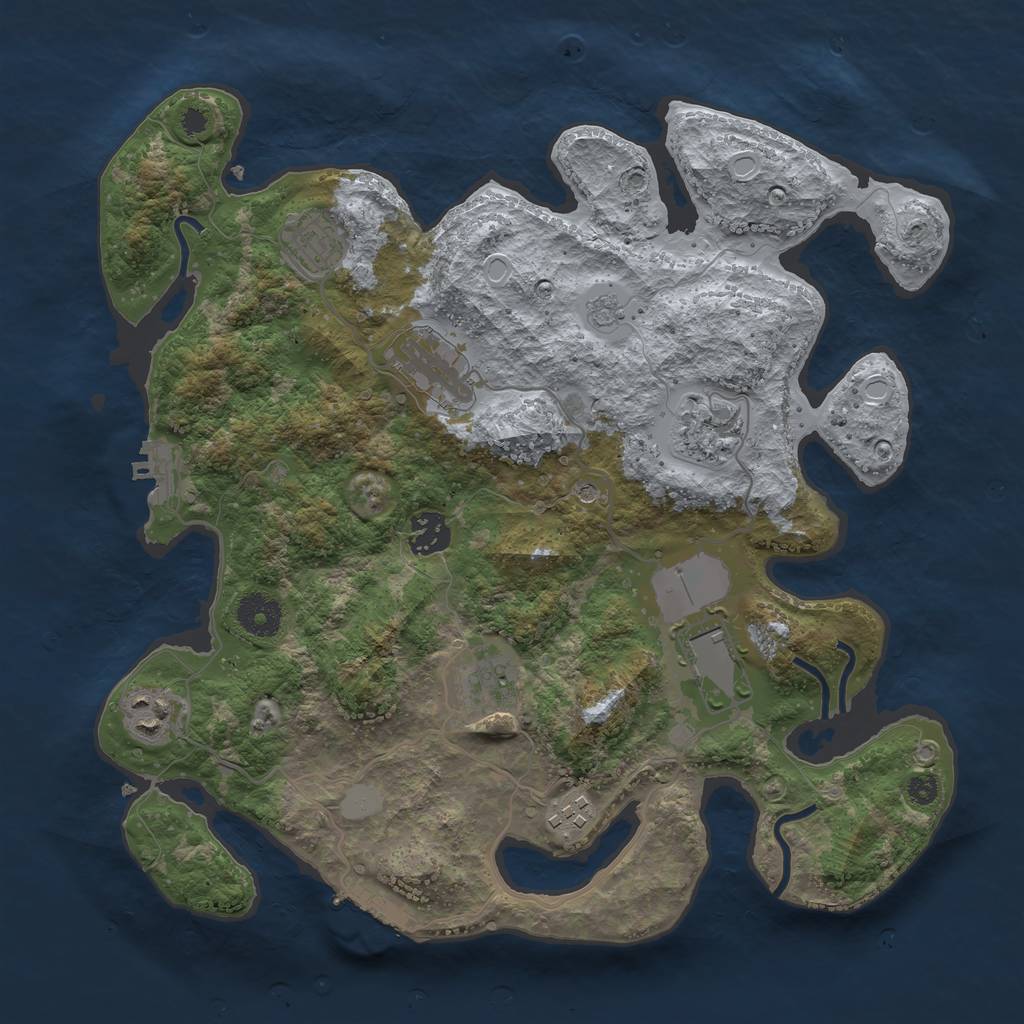 Rust Map: Procedural Map, Size: 3500, Seed: 50257290, 17 Monuments