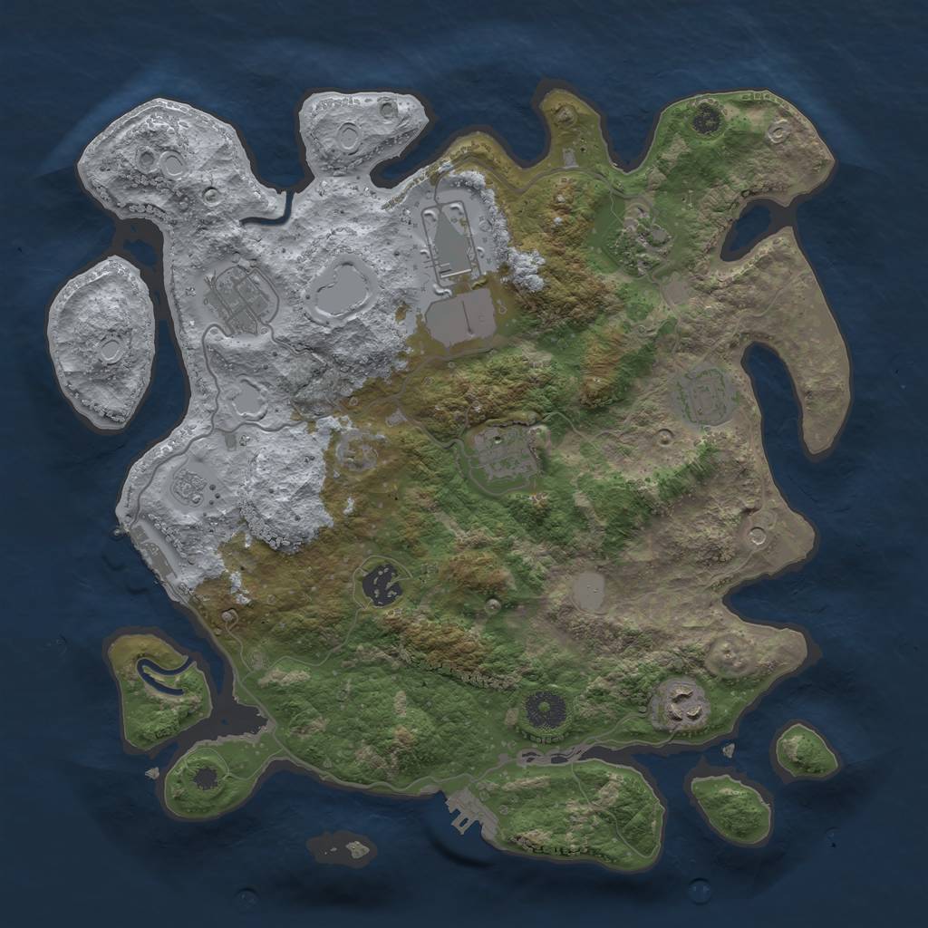 Rust Map: Procedural Map, Size: 3500, Seed: 281716094, 16 Monuments